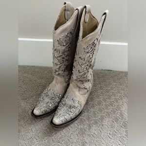 Corral Silver Glitter Heeled Boots A3322 Women’s 7